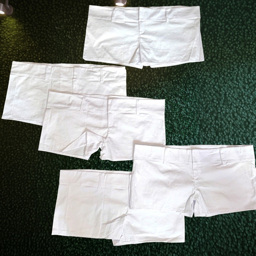 5 pairs Unfinished Size XL White Stretchy Booty Shorts Flat Front - Need Button